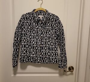Christopher & Banks Black and White Jean Jacket